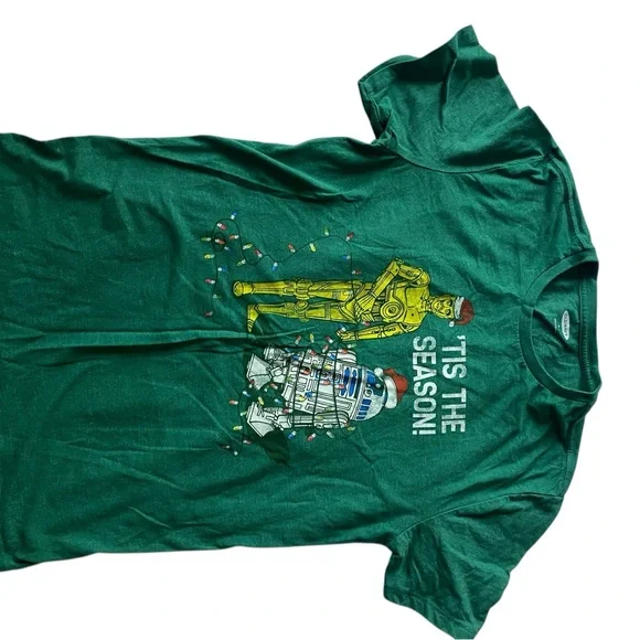 Old Navy Green Star Wars R2D2 Graphic “‘Tis the Season” Christmas T-Shirt - Picture 4 of 4